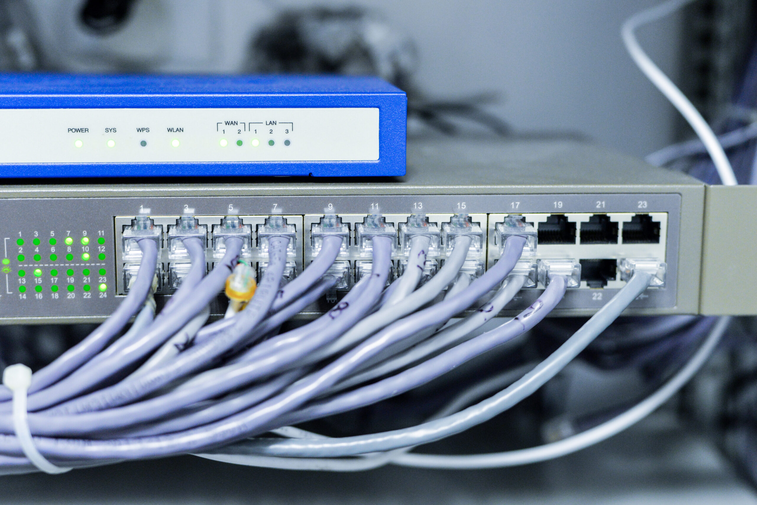 network switch with cables scaled