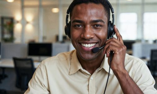 smiling customer service agent scaled